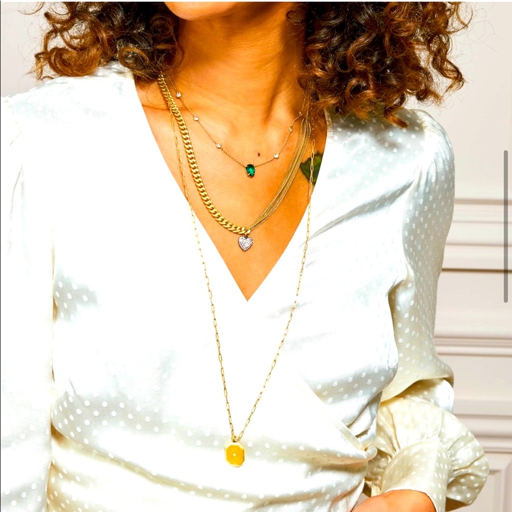 Stella & Dot | Vintage GOLD Triple Layer Crystal Embellished Heirloom Ne… - Picture 5 of 10